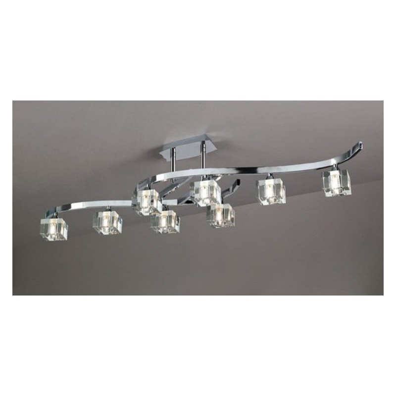 Mantra Cuadrax Plaf N De Techo Cromo Luces Con Cristal Optico