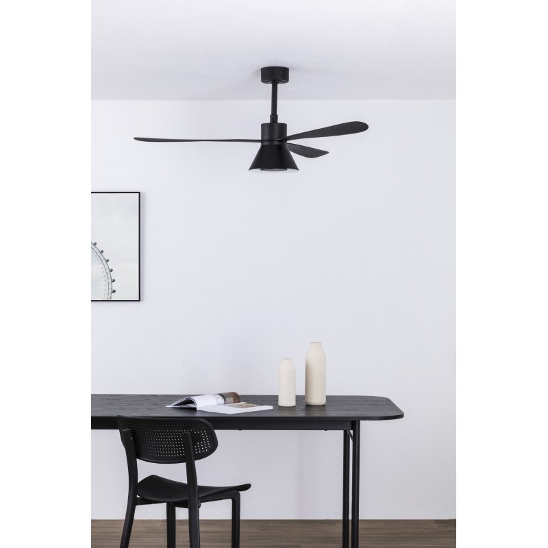 Ventilador De Techo Faro Amelia Dc Cm Negro Led W K