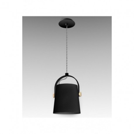 Lámpara Colgante Mantra Nordica Negro Y Madera 1 Luz con Pantalla Negra