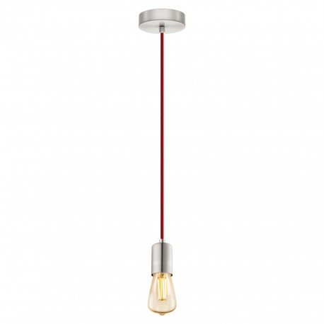 Suspension Vintage EGLO Yorth Nickel Matte et Rouge 1 Ampoule E27