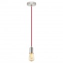 Suspension Vintage EGLO Yorth Nickel Matte et Rouge 1 Ampoule E27