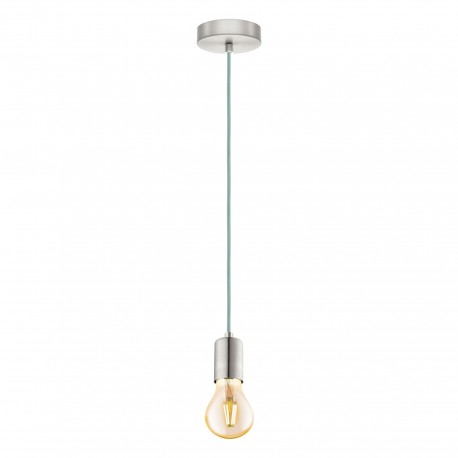 Suspension Vintage EGLO Yorth Nickel Matte et Gris 1 Ampoule E27