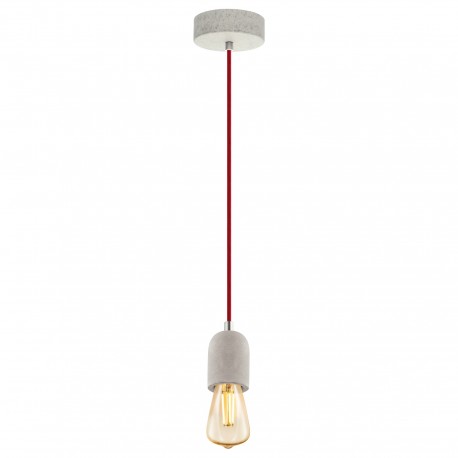 Suspension Vintage EGLO Yorth Gris et Rouge 1 Ampoule E27 200cm