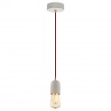 Suspension Vintage EGLO Yorth Gris et Rouge 1 Ampoule E27 200cm