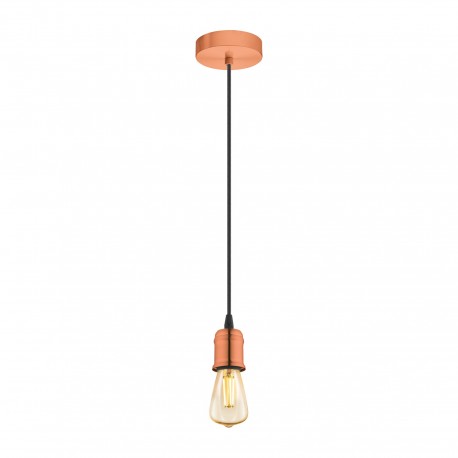 Suspension Vintage EGLO Yorth Cuivre et Noir 1 Ampoule E27 200cm