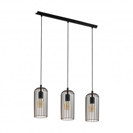 Suspension Vintage EGLO Roccamena Noir 3 Ampoules E27 73cm