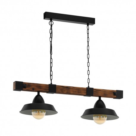 Suspension Vintage EGLO Oldbury Black 2 Ampoules E27 86cm