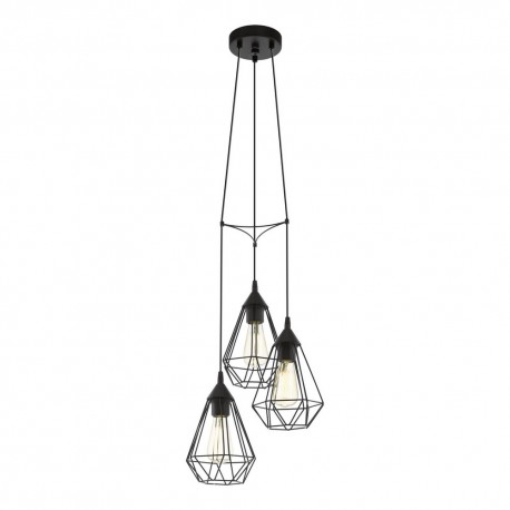 Suspension Vintage EGLO Tarbes Noir 3 Ampoules E27