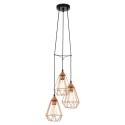 Suspension Vintage EGLO Tarbes Noir et Cuivre 3 Ampoules E27 31cm