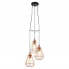 Suspension Vintage EGLO Tarbes Noir et Cuivre 3 Ampoules E27 31cm