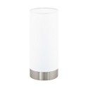 Lampe de Table EGLO Pasteri Nickel Mat et Blanc avec Régulateur 1 Ampoule E27 25,5cm