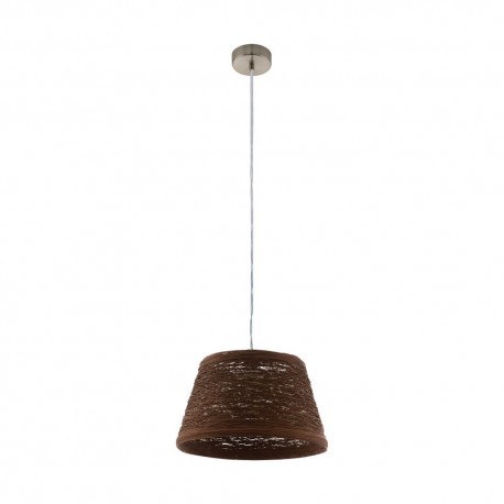 Suspension Eglo Don Nickel Mat et Marron 1 Ampoule E27 38.5cm