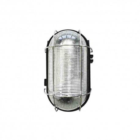 Appliquer Plafonnier Extérieur Ovale Métal Grille Noir