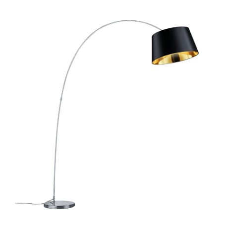 Arco Linz Chrome Lampadaire avec Écran Or Noir