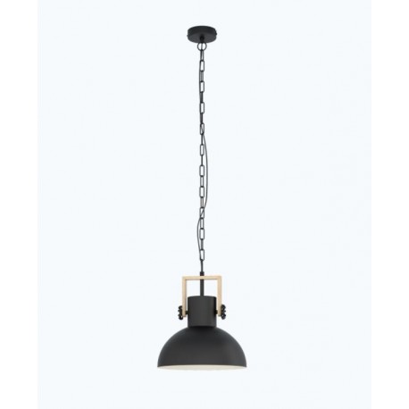 Suspension Vintage EGLO Lubenham Wood Black 1xE27