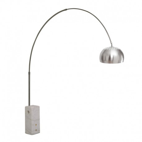 Lampadaire Arco Clasic Calacatta Chrome avec pierre rectangulaire