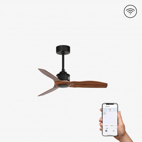 Faro Just Fan DC Xs 81cm Ventilateur de Plafond Noir/Noyer Sans Lumière Smart Fan