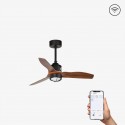 Ventilateur de plafond Faro Just Fan DC Xs 81cm noir/noyer avec lumière Smart Fan