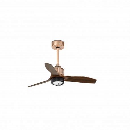 Ventilateur de plafond Faro Just Fan DC Xs 81 cm cuivre/noyer avec lumière