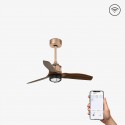 Faro Just Fan DC Xs 81cm Ventilateur de Plafond Cuivre/Noyer Avec Light Smart Fan