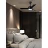 Ventilateur de Plafond LED Jueric Carpi DC 107cm Pales Noires Noir/Bois Foncé