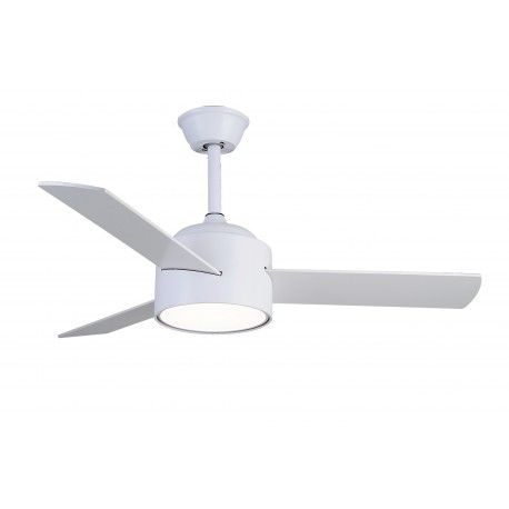 Ventilateur de Plafond LED Jueric Carpi DC 107cm Blanc Pales Blanc/Hêtre