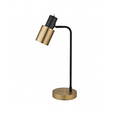 Lampe de table Alemar Maena en noir et cuir avec tête réglable