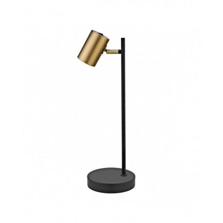 Alemar Paros Lampe de Table en Cuir Noir et Ajustable 1xGU10