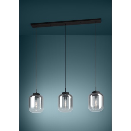 Suspension Eglo Linear Bulciago Noir Transparent 3xE27