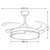 Interlusa Robin Blanc Ventilateur de Plafond Rétractable 4 Pales Ø107cm