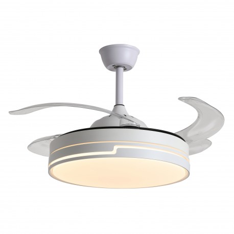 Interlusa Robin Blanc Ventilateur de Plafond Rétractable 4 Pales Ø107cm