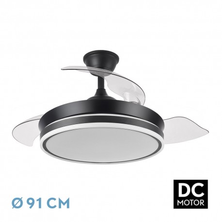 Ventilateur De Plafond Led Retractil Bayomo Dc Motor Noir Cm