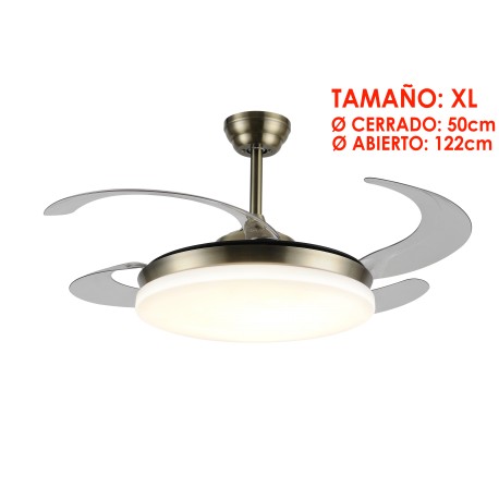 Ventilador de Techo Led Retráctil Isabella XL Motor DC Cuero