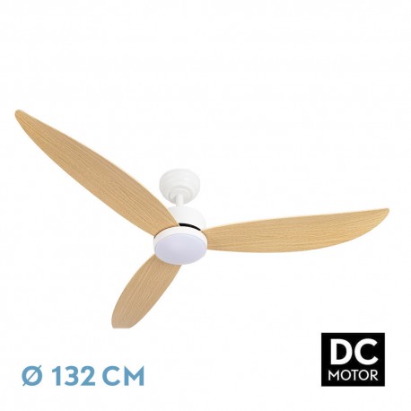 Ventilador de Techo Fabrilamp Genil DC Blanco/Haya 3 Palas Ø 132cm