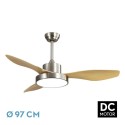 Ventilador de Techo Fabrilamp Hayate Mini DC Níquel/Haya 3 Palas Ø 97cm