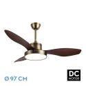 Ventilador de Techo Fabrilamp Hayate Mini DC Cuero/Roble 3 Palas Ø 97cm