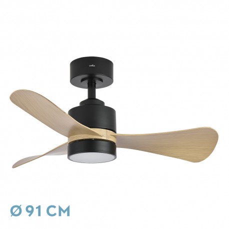 Ventilador de Techo Fabrilamp Zepelin DC Negro/Madera 3 Palas Ø 91cm