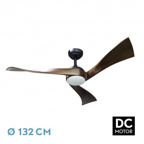 Ventilador de Techo Fabrilamp Janubi DC Negro /Roble 3 Palas Ø 132cm