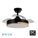 Ventilador de Techo Retráctil Olimpia Negro/Madera 48W CCT 91cm