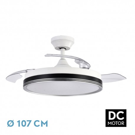 Ventilador de Techo Fabrilamp Escarcha Blanco/Negro Retráctil Ø107cm