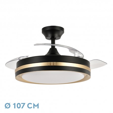 Ventilador de Techo Fabrilamp Viper Negro/Oro Retráctil Ø107cm