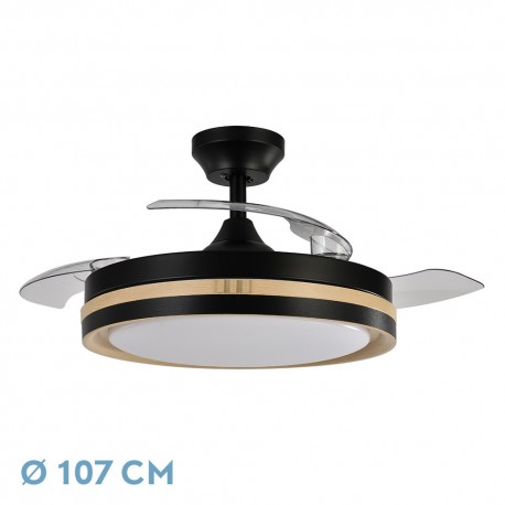 Ventilador de Techo Fabrilamp Viper Negro/Madera Retráctil Ø107cm