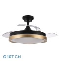 Ventilador de Techo Fabrilamp Blondi Negro/Oro Retráctil Ø107cm