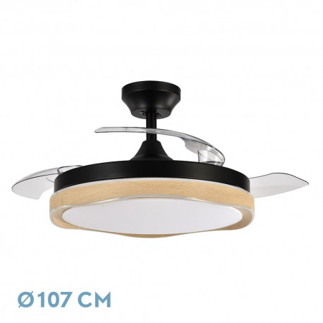 Ventilador de Techo Fabrilamp Blondi Negro/Madera Retráctil Ø107cm