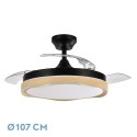 Ventilador de Techo Fabrilamp Blondi Negro/Madera Retráctil Ø107cm