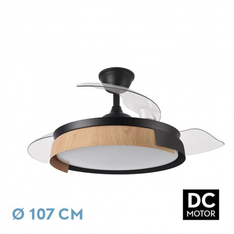 Ventilador de Techo Fabrilamp Provenza Negro/Haya Retráctil Ø107cm