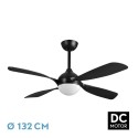 Ventilateur de Plafond Fabrilamp Livorno DC Noir 4 Pales Ø 132cm