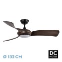 Ventilador de Techo Fabrilamp Cerdeña DC Negro/Roble 3 Palas Ø 132cm