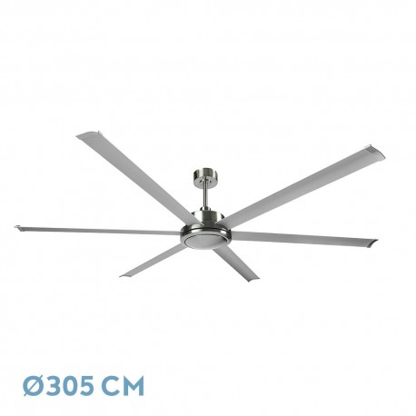 Ventilateur de Plafond Fabrilamp Sanson DC Nickel/Argent 6 Pales Ø 305cm