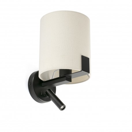 Aplique de Pared Faro NILA READER Negro Pantalla Blanco Roto